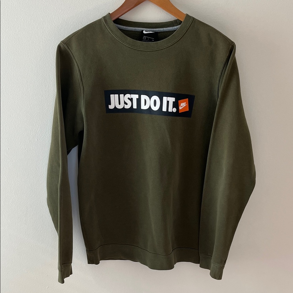 Nike Men's Just Do It Green Crewneck Sweatshirt Pullover Classic 90’s Small